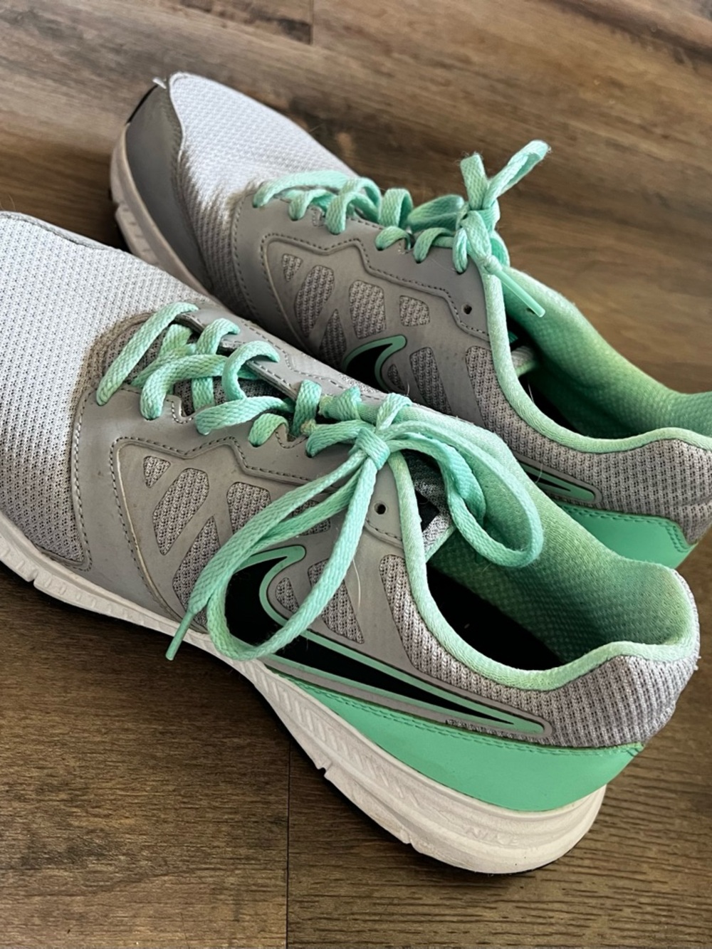 Women's Mint Green and Light Gray Athletic Sneakers